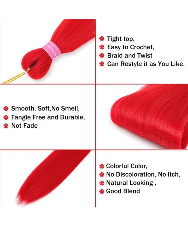 MSCHARM Pre Stretched 26in Red Braiding Hair 3 Packs - High Temp Synthetic Yaki Texture Extensions for Women - Buy Online on GoSupps.com