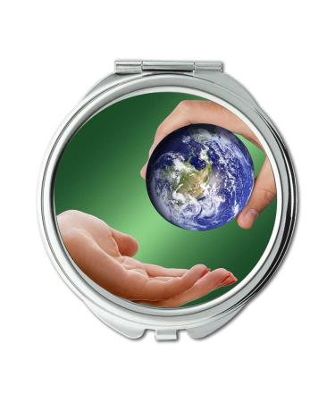 YENDOSTEEN Mirror earth round makeup mirror World Earth Globe Keep Give Take Pass Ball makeup mirrors pocket mirror portable mirror