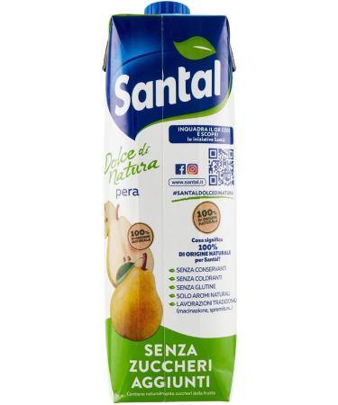 Parmalat Santal Fruit Juice Sweet Pear by Nature Zero Added Zucchini Jus de fruits No Added Sugar Tetrapack 1000 ml - Buy Online on GoSupps.com