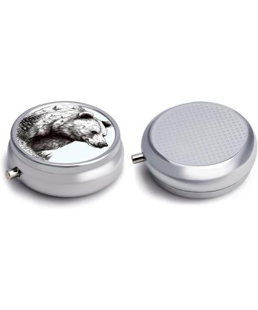 Portable 3 Compartment Pill Box | Wildlife Bear Design | Travel Medicine Organizer for Purse & Pocket - Buy Online on GoSupps.com