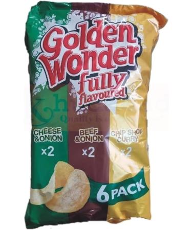 Golden Wonder Variety Crisps | 2x Cheese & Onion Beef & Onion And Chip Shop Curry (Pack Of 3) By KHUDADAD - Buy Online on GoSupps.com