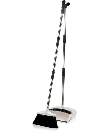 Premium Long Handled Broom and Dustpan Set for Home - Upright Standing Lobby Broom and Dust Pan Brush - Lightweight and Robust - Buy Online on GoSupps.com