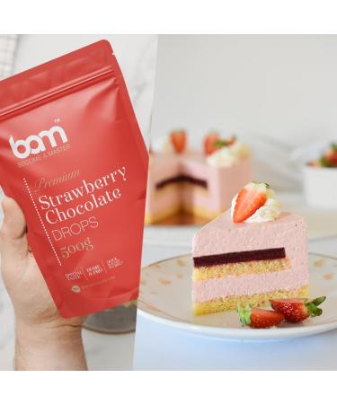 BAM Strawberry Chocolate Drops Callets Melting Chips Home and Pro Baking Strawberry Taste 250g - Buy Online on GoSupps.com