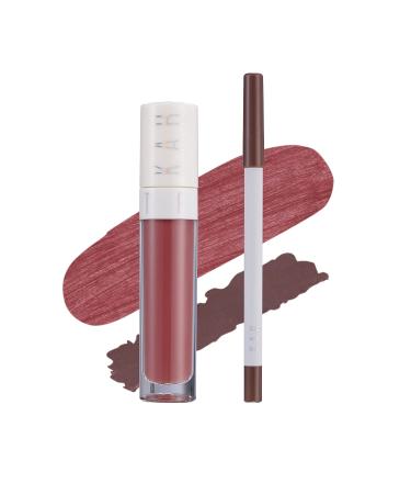 KAB Cosmetics Lip Liner & Lip Gloss Set - Creamy Long-Lasting Lip Oil Duo (Flirty) - Buy Online on GoSupps.com