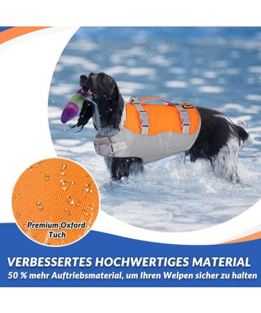 Eyin Life Jackets for Small Dogs | Adjustable Dog Vest with Strong Buoyancy & Reflective Handle | Tear-Resistant Swimming Aid (XS Orange & Gray) - Buy Online on GoSupps.com