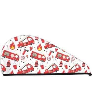 Fire Truck Microfiber Hair Towel - Soft Super Absorbent Wrap for Women's Long Curly & Thick Hair - Coral Velvet Quick Dry Cap - Buy Online on GoSupps.com