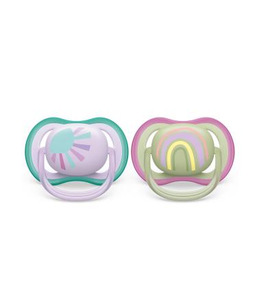 Philips Avent Ultra Air Schnuller-2 Pack BPA-free breathable pacifier for babies from 0-6 months including transport and sterilization box purple/green (model SCF085/59) 2 Pack purple/green - Buy Online on GoSupps.com