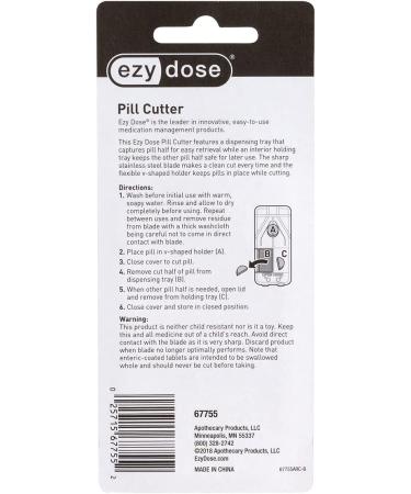 Ezy Dose Stainless Steel Pill Cutter and Splitter with Dispenser | Travel-sized | Cuts Pills, Vitamins, Tablets | Colors Vary - Buy Online on GoSupps.com