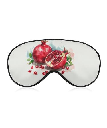 Painted Pomegranate Printed Eye Mask Soft Blindfold Eyeshade Cover with Adjustable Strap for Travel Sleeping