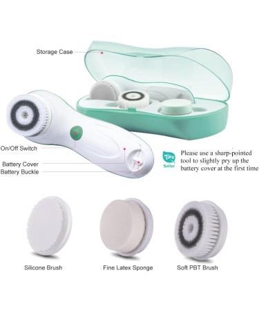 Touch Beauty Electric Facial Cleaning Brush Set - Waterproof with 3 Attachments | Gentle Exfoliation & Travel Case | 2 Speed Levels (Green) - Buy Online on GoSupps.com
