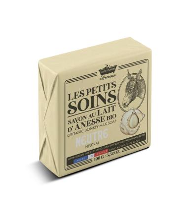 LES PETITS BAINS DE Provence Soap Surgras Organic Neutral Donkey Milk Fragrance Free Sensitive Skin Face and Body 100 g Les Petits Soins Made in France