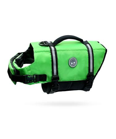 Vivaglory Ripstop Dogs Rescue vest For Small Medium Boat Dog Wallpage with improved buoyancy & visibility neon-green XXS: 28-35cm (chest circumference) neon-green