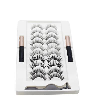 TONXX 10 Pairs Magnetic Eyelashes and Eyeliner Kit Reusable 3D Magnetic False Lashes Extension Needed for Makeup 1#