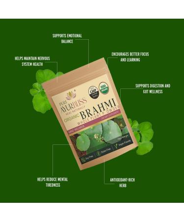 100% Organic Brahmi Powder, Ayurvedic Bacopa Monnieri for Memory, Focus and Nervous System Care, Nootropic Brain Support Blend for Cognitive Wellness, Gut Balance - 16oz 16 Ounce (Pack of 1) - Buy Online on GoSupps.com