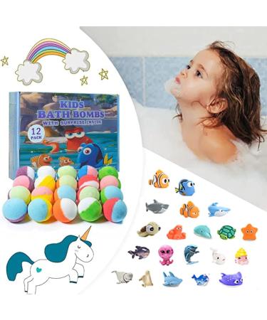 Marine Animals Bath Bomb Gift Set - 12 Pack Organic Fizzy Balls for Kids | Handmade & Safe | Ideal Birthday Gift for Boys & Girls - Buy Online on GoSupps.com