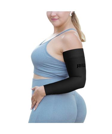 AMZAM Medical Compression Arm Sleeve for Women & Men 20-30 mmhg Graduated Compression Brace with Silicone Band for Pain Relief Lymphedema Edema Swelling Arthritis X-Large (Single) Black (20-30 Mmhg)