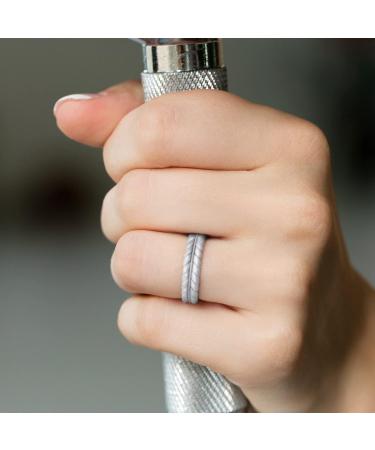 Women's ROQ Silicone Wedding Ring Set | Thin Lavender Leaves Band | Bridal Jewelry | Anniversary & Promise Rings | Multi Color Packs - Dark Green, Rose Gold, Silver, Black | Size 9.5-10 (19.8mm) - Buy Online on GoSupps.com