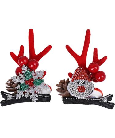 Christmas Antler Hair Clip - Santa Claus Reindeer Ears Barrettes | Portable Reindeer Antlers Ears Barrettes for Family Women Santa Claus red corner - Buy Online on GoSupps.com