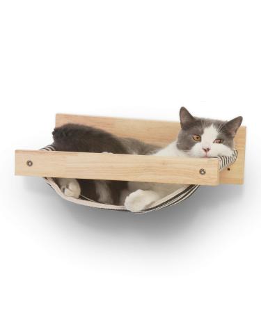 FUKUMARU Cat Hammock Wall Mounted Large Cats Shelf - Modern Beds and Perches - Premium Kitty Furniture for Sleeping, Playing, Climbing, and Lounging - Easily Holds up to 40 lbs Black Stripe
