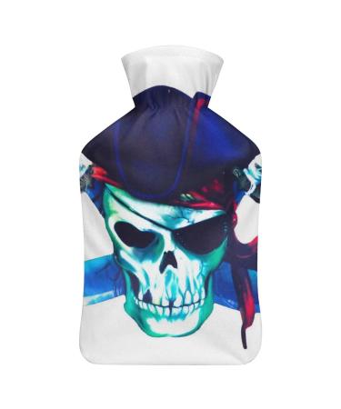 Blue Skull Hot Water Bottle With Cover Plush Bed Bottle Hand Warmer For Adults And Children 26.5X15.3cm