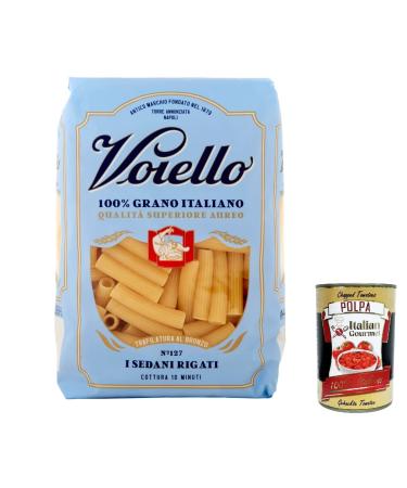 Italian Gourmet E.R. Voiello Pasta Sedani Rigati Pack of 20 100% Italian Pasta N 127 500 g + Polpa Italian Gourmet 400 g