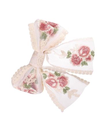 minkissy Embroidered Butterfly Hair Clip Hair Clasp Hair Clips for Bows Bridal Hair Large Bow Women Hair Bowknot Clip Bow for Hair Wedding Hair Bowknot Fabric Bride Modeling Big Bow