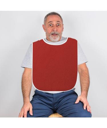 Adult Bibs for Elderly 2pcs Washable Feeding Adult Bib with Crumb Catcher Clothing Protectors for Adult Elderly and Disabled Red - Buy Online on GoSupps.com