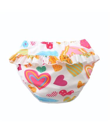 Pretty swimming diaper with ruffles leakage-proof bath wind girl boy washable waterproof baby diaper pants bath diaper pants 0-4 years (color A m/22-28lb/1-2 years) color A 1-2 years (1 Pack)