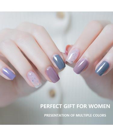 Colorful Nail Polish - Nude Nail Varnish Sets - Quick Drying Purple Pink Glitter 6 Colors Nail Polish Set - Oil-Based Formula Nail Varnish Gift Set - No Need Cured Colorful Set - Buy Online on GoSupps.com