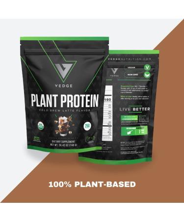Vedge Organic Plant Protein Cold Brew Latte (20 Servings) | Vegan & Gluten-Free Powder USDA Certified | Non-Dairy Nutrition Plant Protein - Buy Online on GoSupps.com