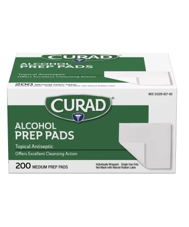 Curad Alcohol Disinfectant Prep Pads 2-ply Medium Size 200 Count