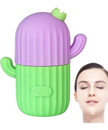 NEFLUM CAKTUS-EISROLLER: GUA-SHA Facial Roller & Ice Cube Maker for Swelling Relief | Beauty Skin Care Tool - Food-Safe Silicone in Green/Violet - Buy Online on GoSupps.com