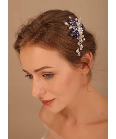 Deniferymakeup Rhinestone Bride Wedding Hair Pins Pearl Bridal Hair Pieces Decorative Crystal Hair Accessories for Women and Girls (Blue) - Buy Online on GoSupps.com