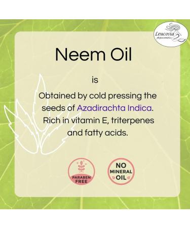 Neem Oil Leucosia - Moisturising Body and Hair Oil - 100% Pure and Organic Neem Oil 100 ml - Cold-pressed Virgin Neem Oil - Buy Online on GoSupps.com