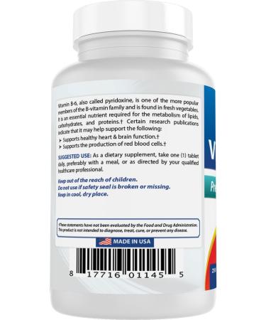 Best Naturals Vitamin B-6 100 mg 250 Tablets (Pack of 3) - Buy Online on GoSupps.com