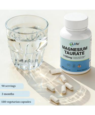 LIIFE Magnesium Taurate 1100mg -180 Vegetarian Capsules-200MG Elemental Magnesium Per Serving - Supports restful Sleep & Helps Maintain Healthy Muscle Function - Buy Online on GoSupps.com