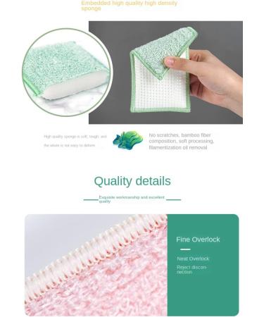 ShuWen Double-Sided Bamboo Fiber Sponge Wipe Kitchen Brush Pot wash Cloth scouring Cloth rag Magic Wipe Housework Cleaning Sponge Brush-White||13 * 9cm - Buy Online on GoSupps.com