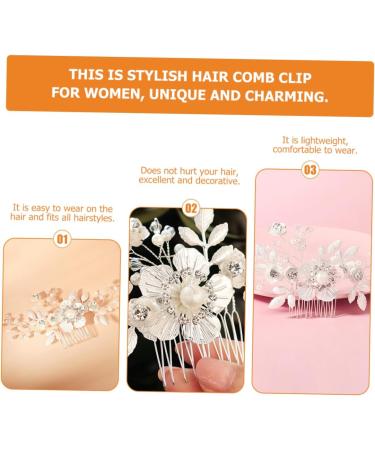 DOITOOL Flower Comb White Hair Accessories Wedding Hair Accessories for Brides White Decor French Barrette Hair Clips Rhinestone Hair Clips Elegant Bridesmaid Copper Hair up - Buy Online on GoSupps.com