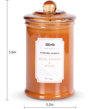 IZIDDO Peony & Leather Scented Candle - 10oz Natural Handmade Gift for Him & Her - Elegant Brown Candle Jar - Buy Online on GoSupps.com