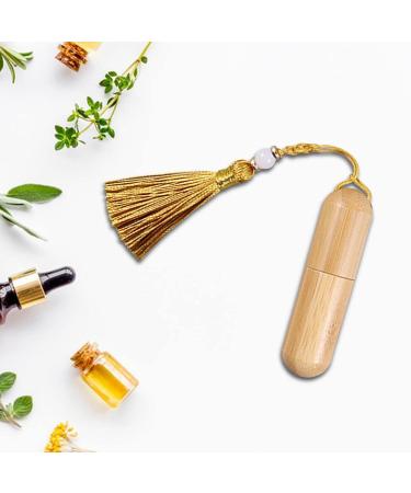 Magidal 5ml Roll Bottle Container for Essential Oils - Spoutproof Bamboo & Glass Design with Golden Tassels | Ideal for Travel & Aromatherapy - Buy Online on GoSupps.com