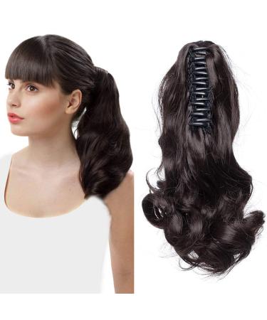 Sego ponytail extension ponytail hair extension braid hair piece hair voluminous wavy like real hair dark brown wavy-12 "(30cm) -110g