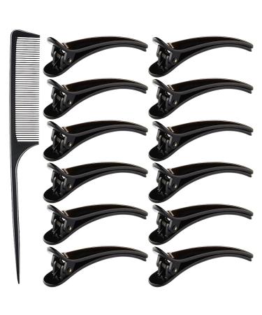 12 pieces of hair clips compartment clamps hairdresser combi clip hair clips hair clips hair clip compartment clamps hair clips combi made of plastic black