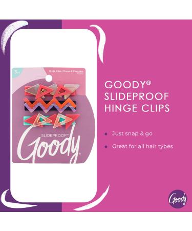 Goody Slideproof Hair Snap Clips - 3 Count Assorted Nostalgia - Pain-Free Hinge Clips for All Hair Types - Buy Online on GoSupps.com