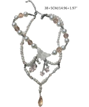 Oralgo Trendy Pearl Necklace with Butterfly Pendant | Choker & Teardrop Chains for Daily Use | International Shipping - Buy Online on GoSupps.com