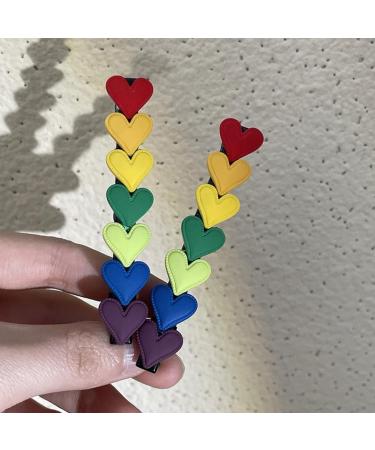 XIAHIOPT Rainbow Color Heart Shape Hairpins Glitter Hair Clip Barrettes Hair Clip for Woman Bangs 2 - Buy Online on GoSupps.com