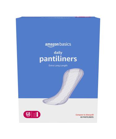 Amazon Basics Daily Pantiliner, Extra Long Length, 68 Count, 1 Pack (Previously Solimo) 68 Count (Pack of 1)