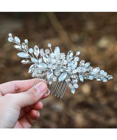 Yean Wedding Hair Comb Silver Rhinestones Opal Crystal Vintage Bridal Hair Clips Accessories for Brides and Bridesmaids - Buy Online on GoSupps.com