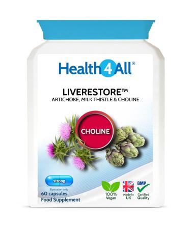 Liverestore Capsules with Artichoke Milk Thistle and Choline. Vegan Capsules for Liver Health. Made in The UK by Health4All 60 Capsules (V) 60 count (Pack of 1) - Buy Online on GoSupps.com