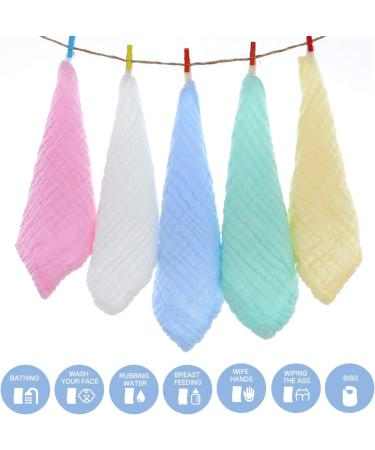 Extsud Baby Washcloths - Soft Organic Cotton Muslin Towels 10 Pack Ideal for Newborns - 25x25cm Baby Face Wipes - Buy Online on GoSupps.com