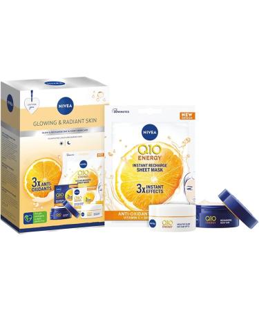 NIVEA Glowing & Radiant Gift Set (3 Pieces) NIVEA Gift Set Includes 100% Skin Identical Q10 Enriched Day Cream Night Cream and Face Sheet Mask Gifts for Women - Buy Online on GoSupps.com